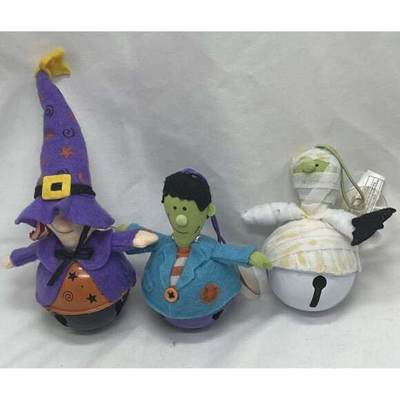Avon Halloween Jingle Bell Ornaments Spooky Fun Pals Metal Dracula Mummy Witch - Picture 3 of 16
